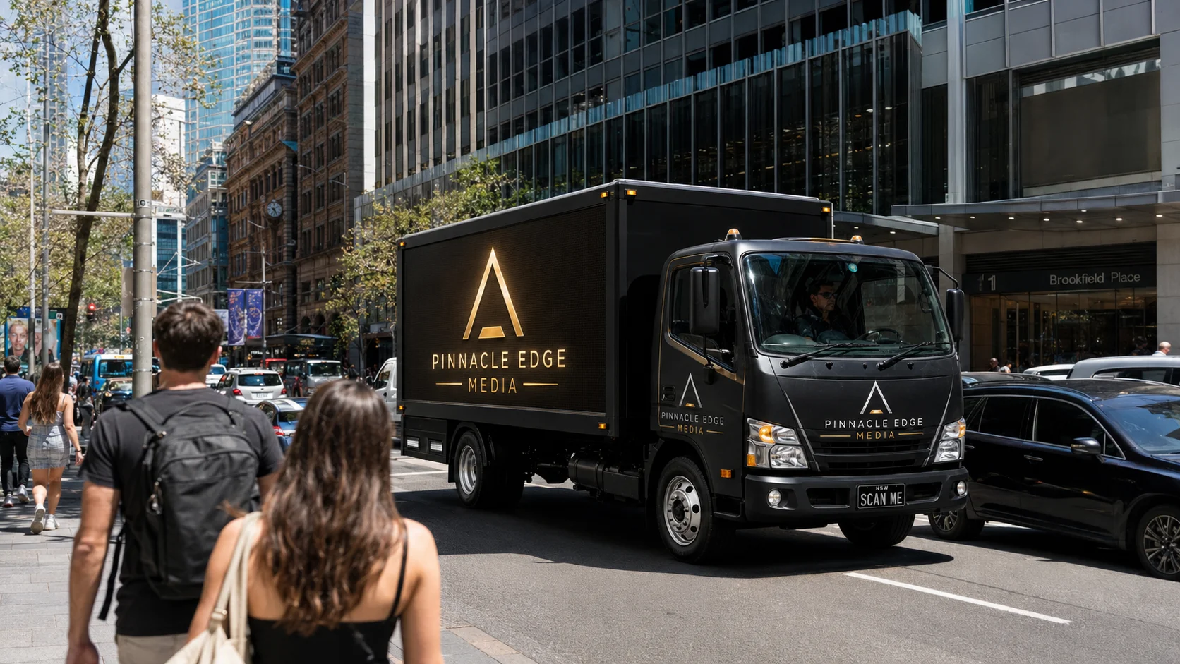 Pinnacle Edge Media truck in Sydney — campaign 1