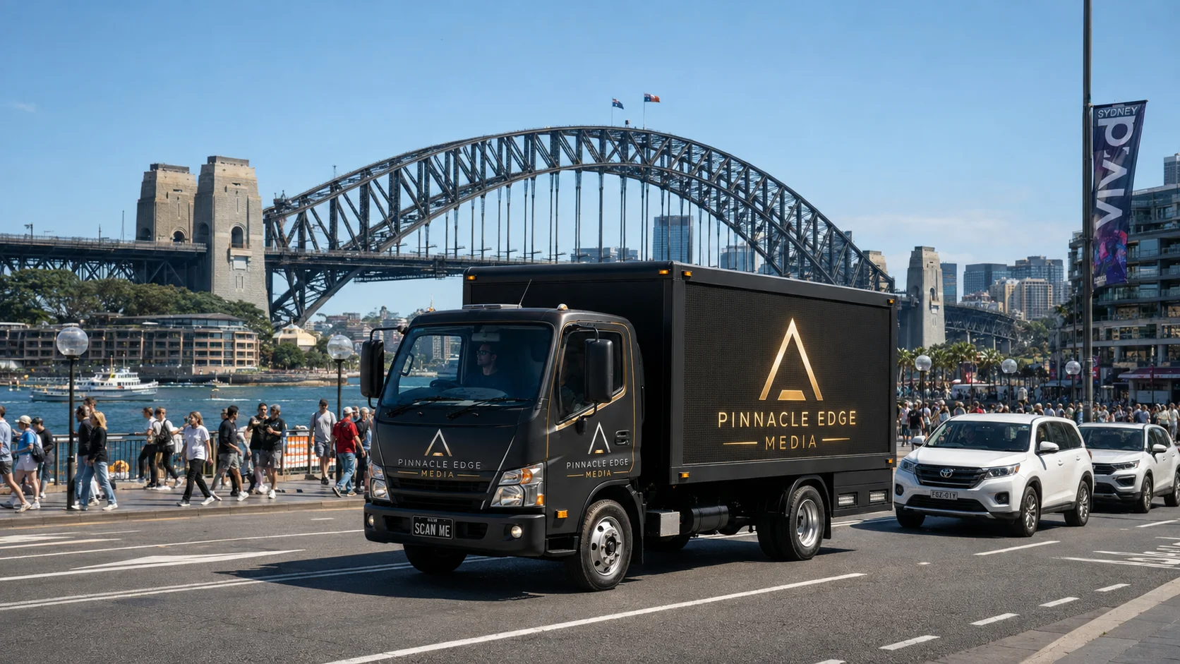 Pinnacle Edge Media truck in Sydney — campaign 3